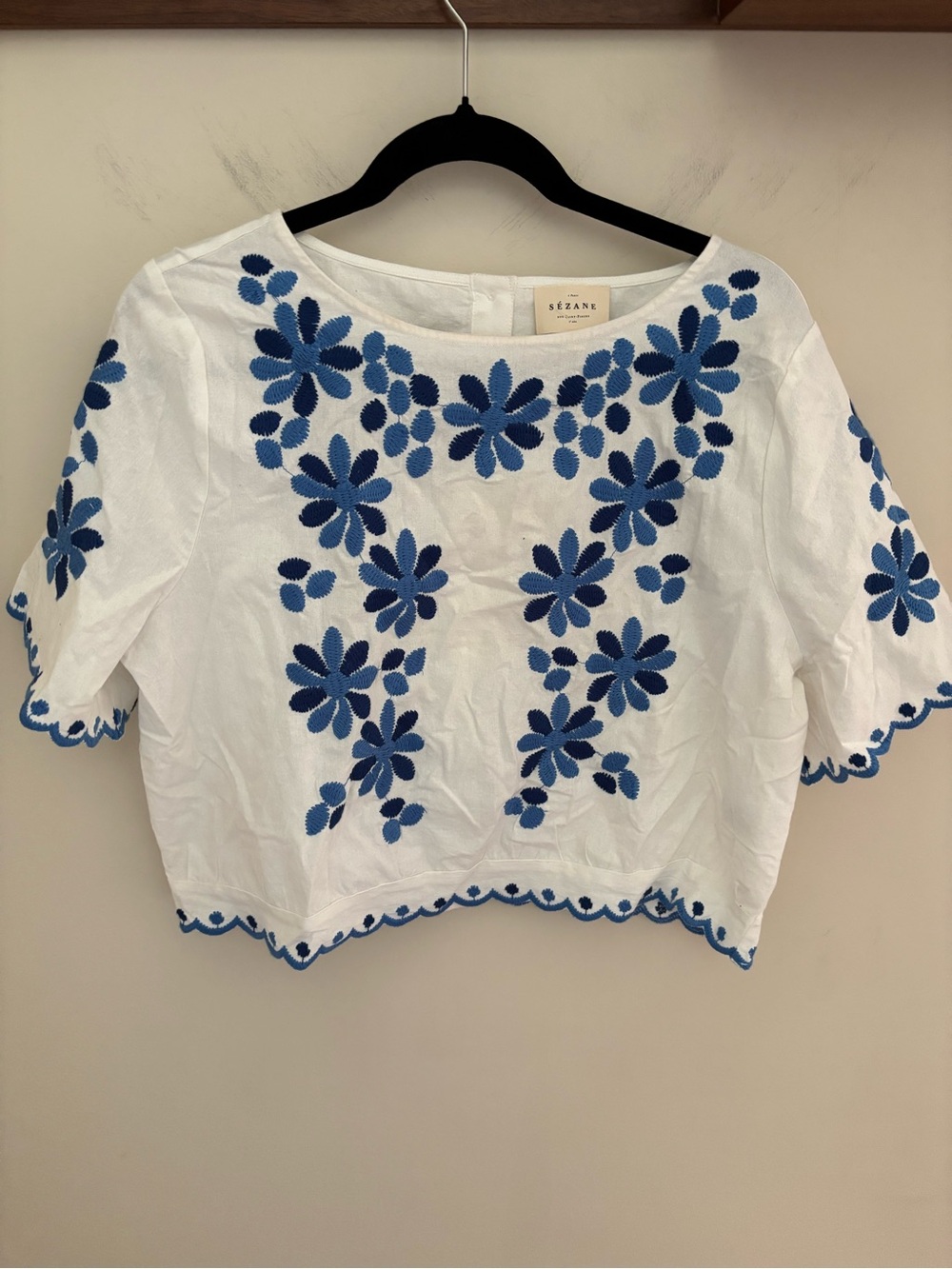 Sezane Enaline Blouse Blue Bouquet Print - Size 12 - Picture 4 of 7